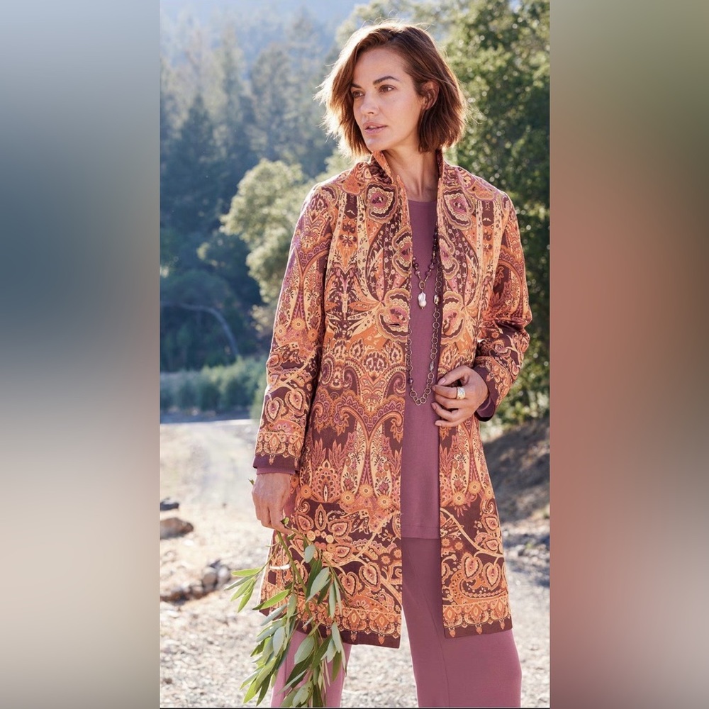 NWT Soft Surrounding Boho Artsy Paisley Tapestry Layered Jacket Size 3X
